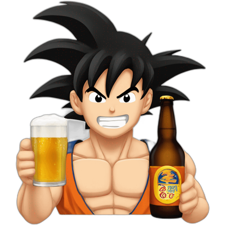 Goku avec une bière  emoji