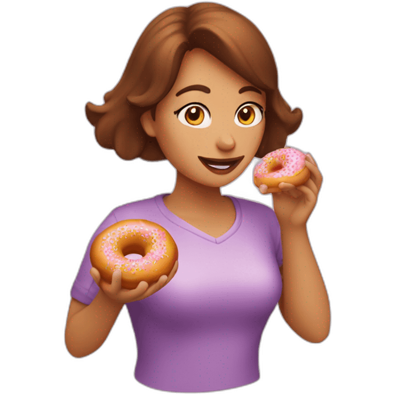 woMan looking through doughnut hole, doughnut in hand. emoji