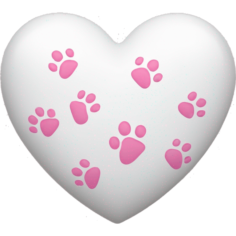 White heart with small pink paw prints on it emoji