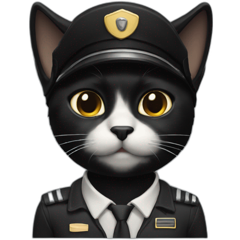 black cat that is a pilot with cream smudge on face emoji