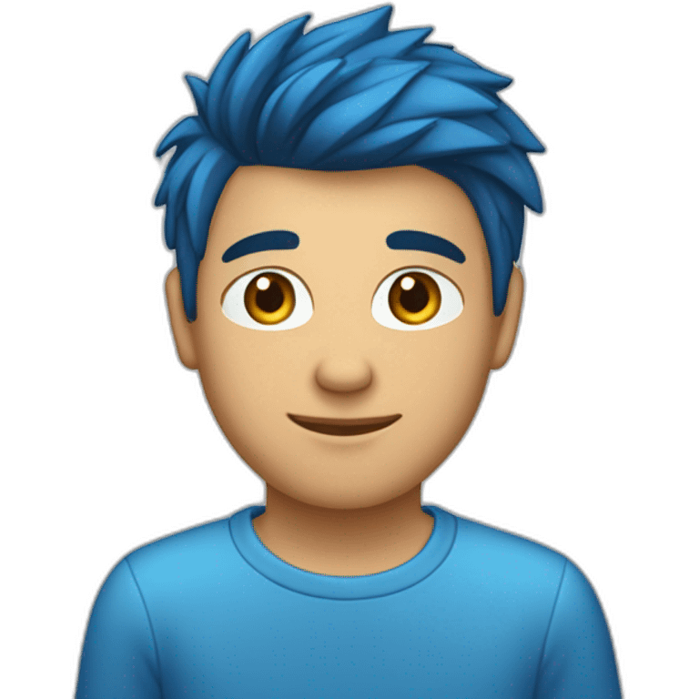 Un jeune homme avec les cheveux couper dégradé bas et teinture bleu étoile. emoji