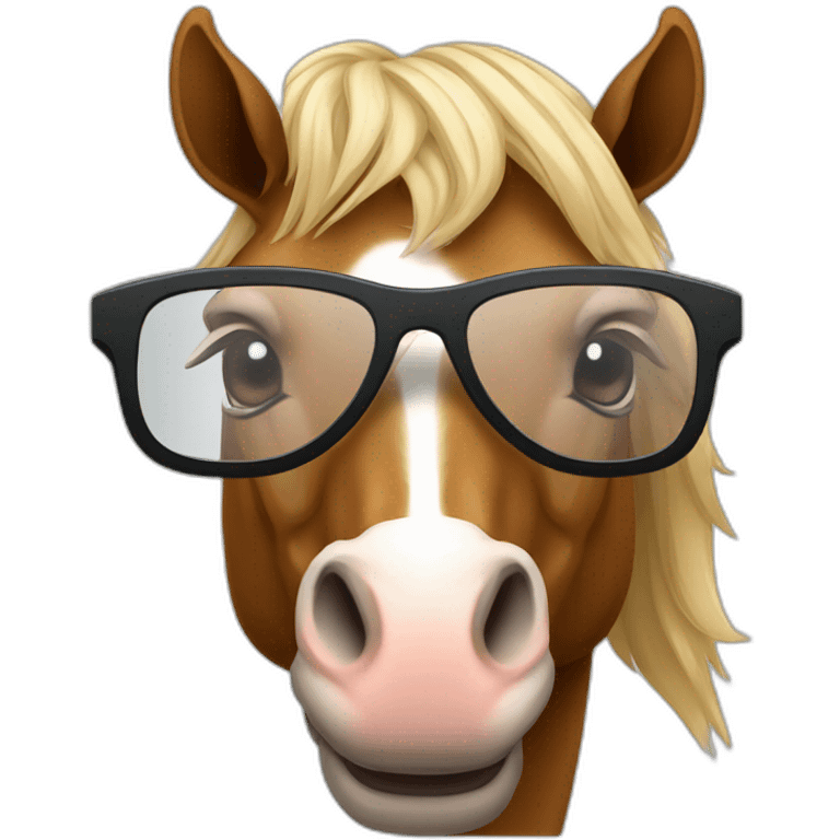 Cheval avec des lunettes emoji