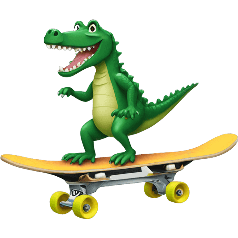 Alligator skateboarding emoji