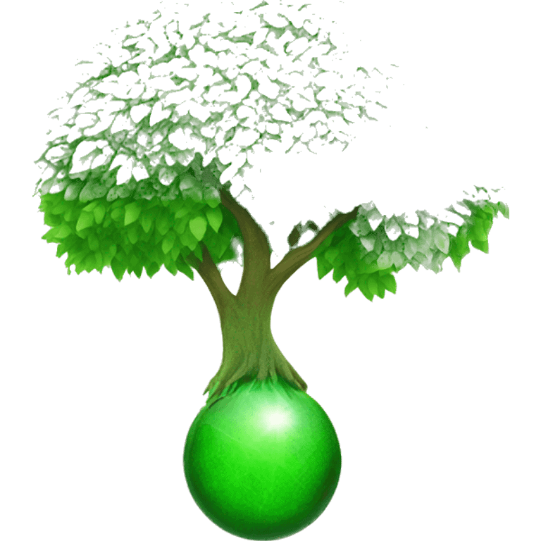 Green Tree with Green Heart. Planet and Sustainable energy emoji