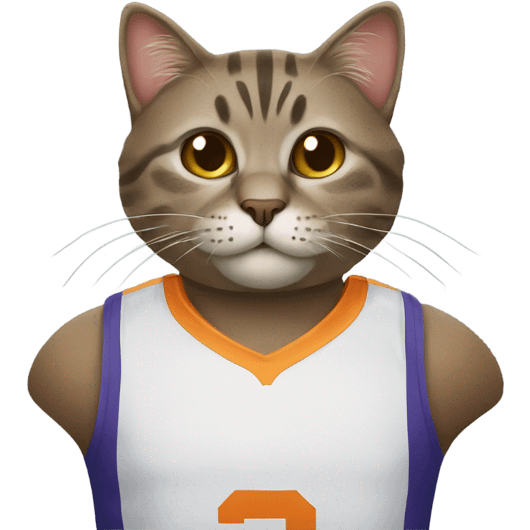 Cat wearing a basketball jersey emoji