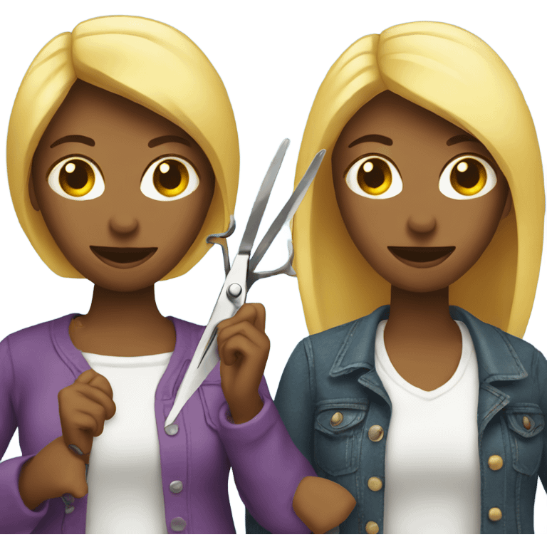 Two women with scissors emoji