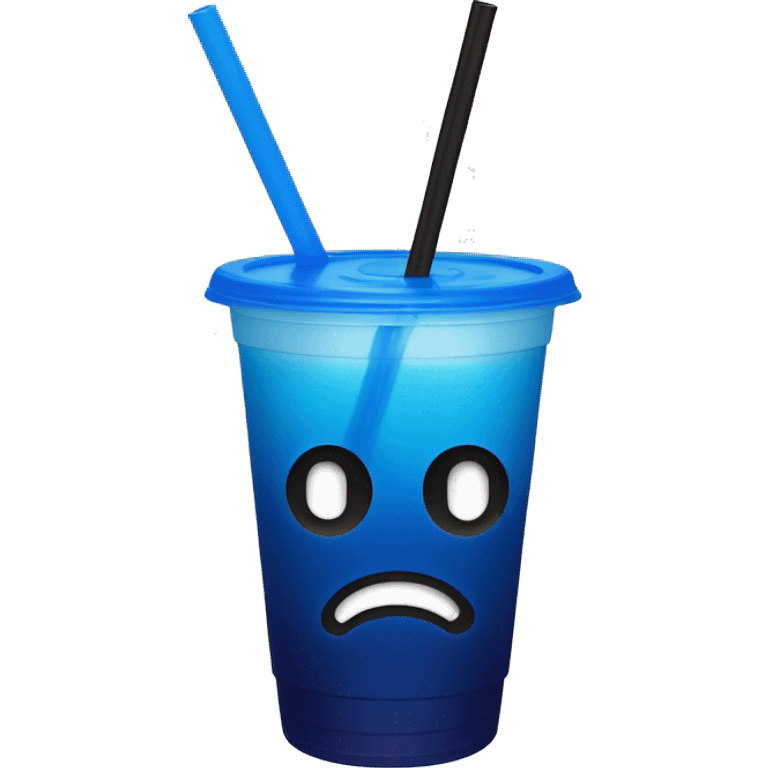 Dark blue ombré drink in plastic cup with a straw and lid and no face emoji