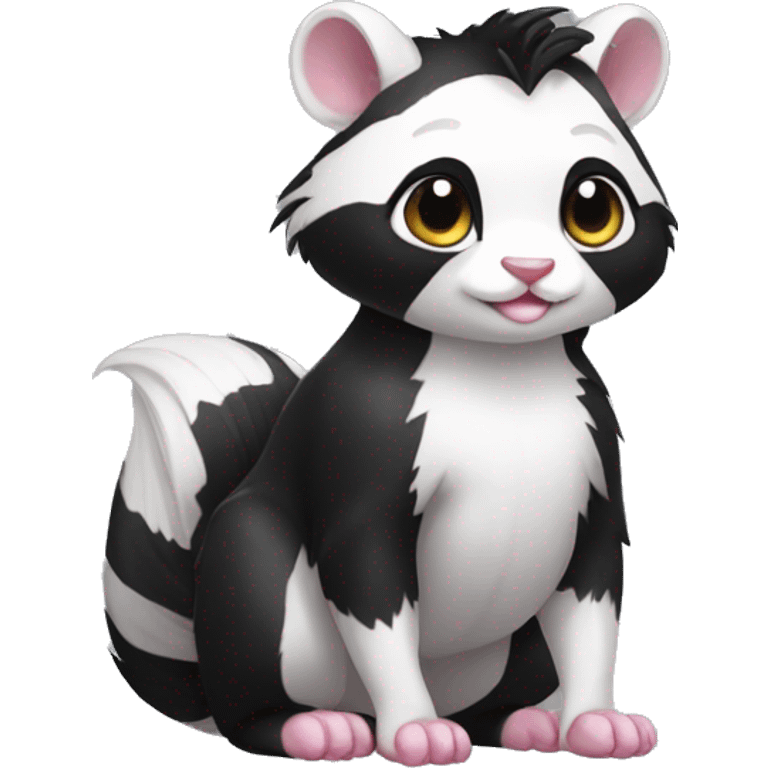 Cute skunk-panda-ferret-cat-hybrid full body emoji