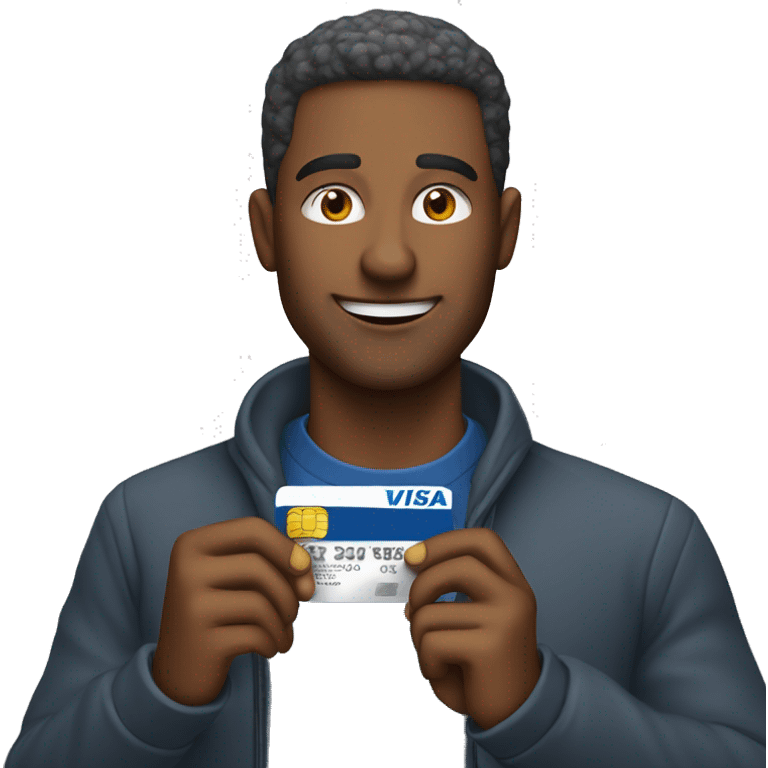 Man using visa debit card emoji