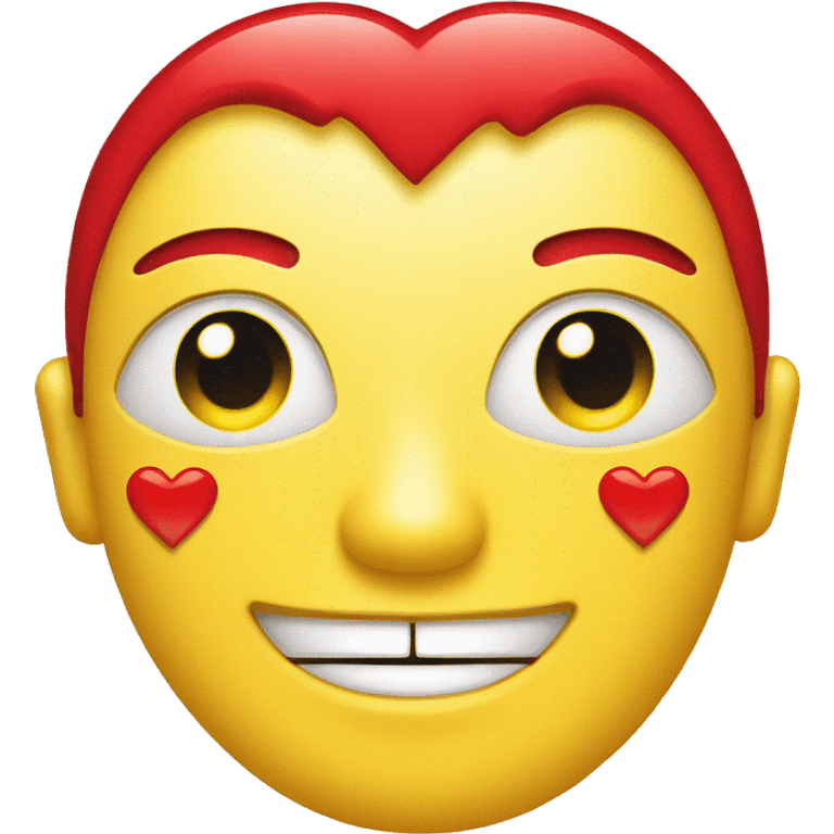 yellow face with red hearts instead of eyes, and a flat line for a mouth emoji