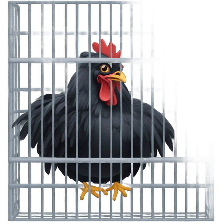 Black chicken in Cage emoji