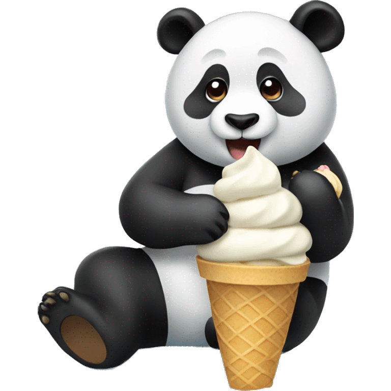 Panda eating ice cream emoji