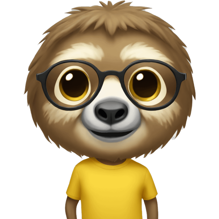 Sloth wearing rounded glasses and yellow sweatshirt  emoji