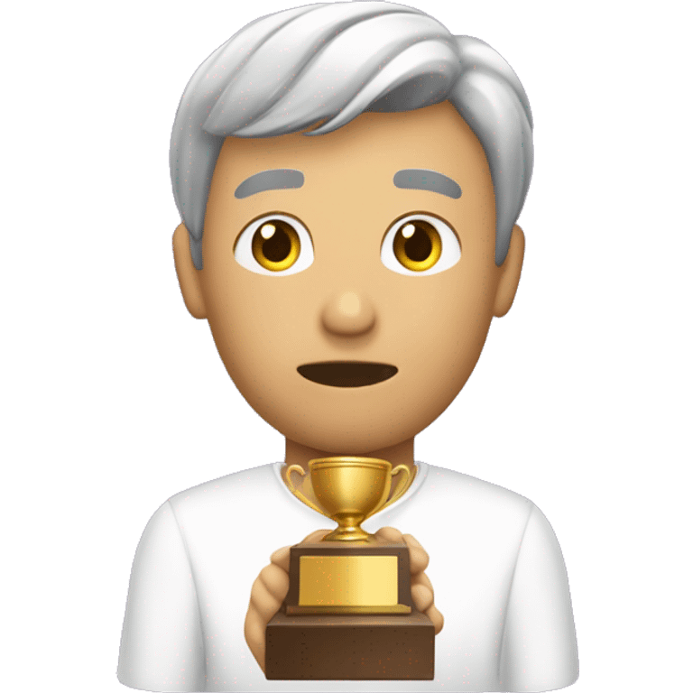 L'emoji di un tifoso della fiorentina triste che piange a dirotto, con un trofeo in mano emoji