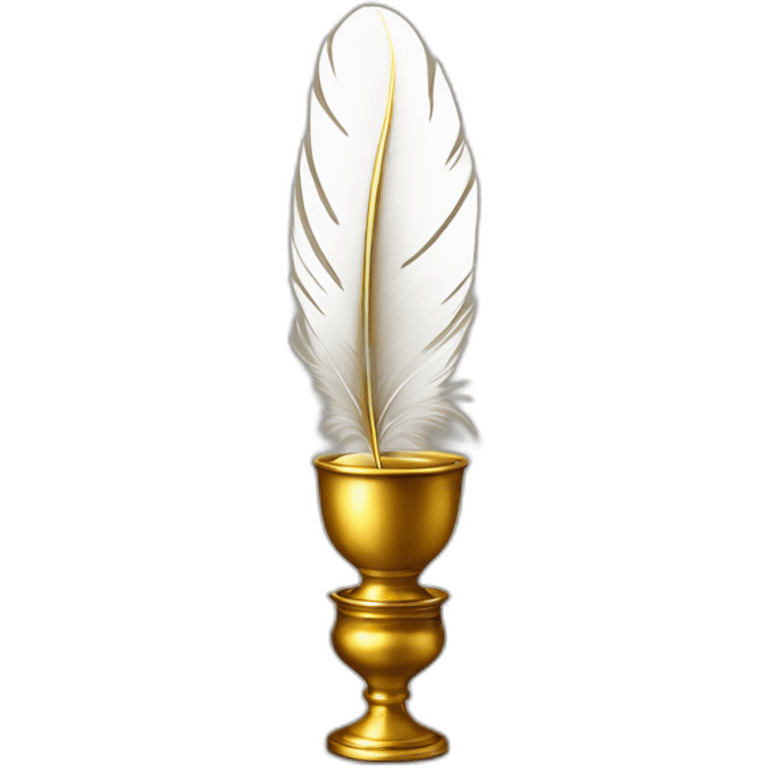 gold inkpot white feather emoji