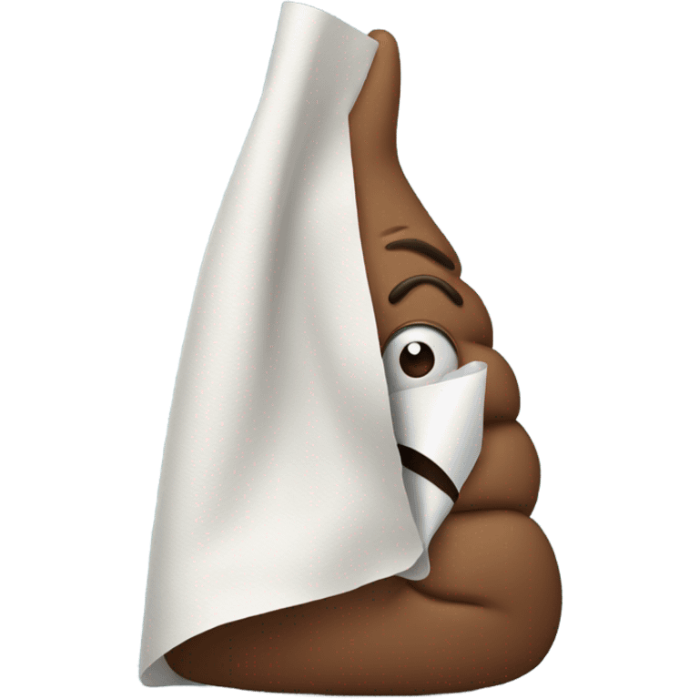 Poop emoji wiping face with paper towel emoji