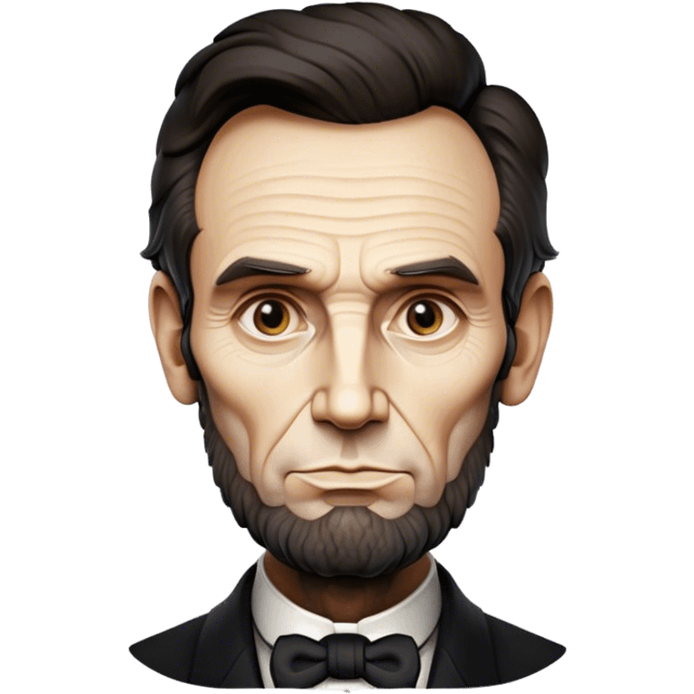 Cinematic Realistic Abraham Lincoln Portrait Emoji, depicted as a stoic iconic statesman with a tall dignified silhouette and thoughtful expression, rendered with detailed textures and dramatic historical lighting that captures his timeless presence. emoji