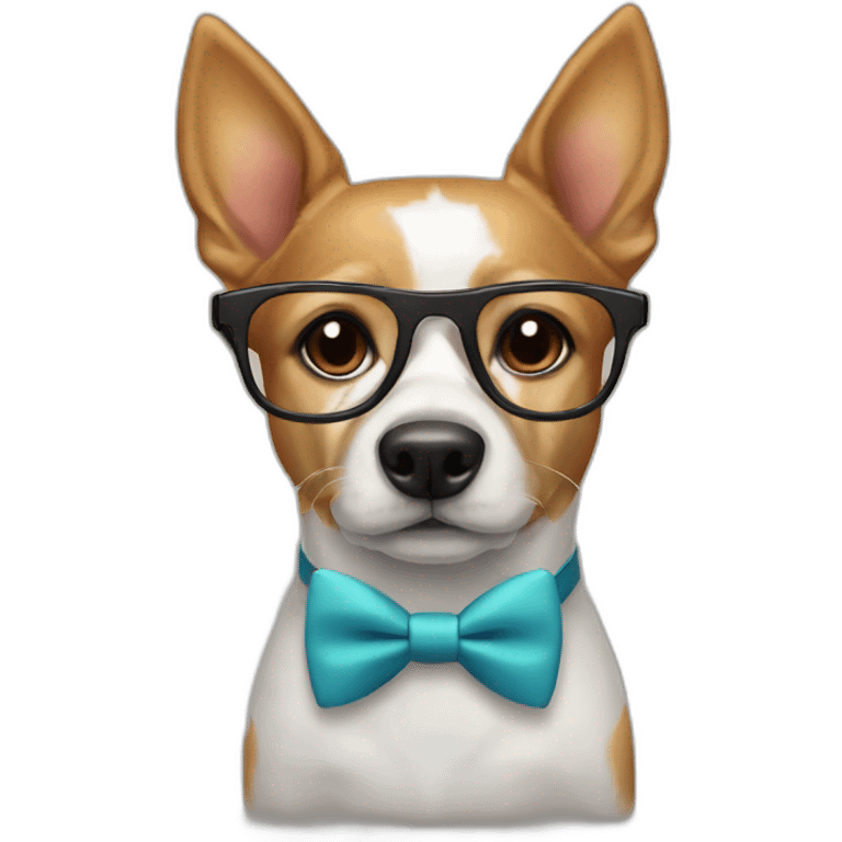 Dog with suit glasses and a bow tie emoji