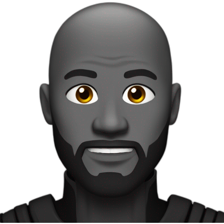 A Black bald man with beard as sith warrior emoji