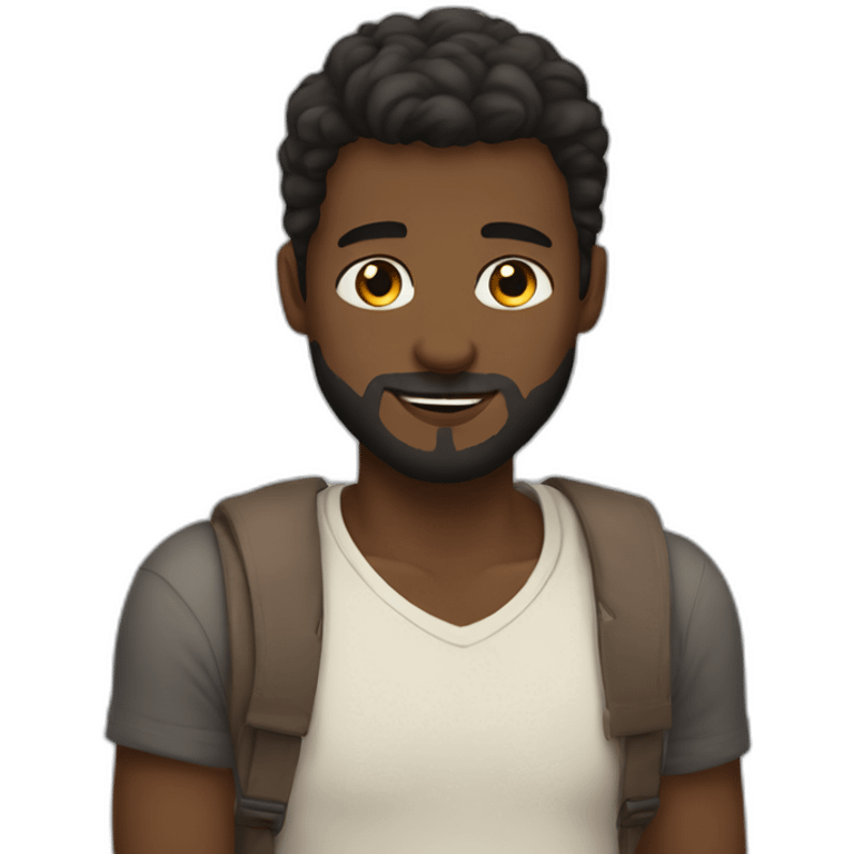 Black guy with short hair and beard hugging white guy with brown hair emoji