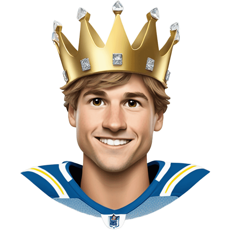 los angeles chargers quarterback justin herbert champion with a crown   emoji