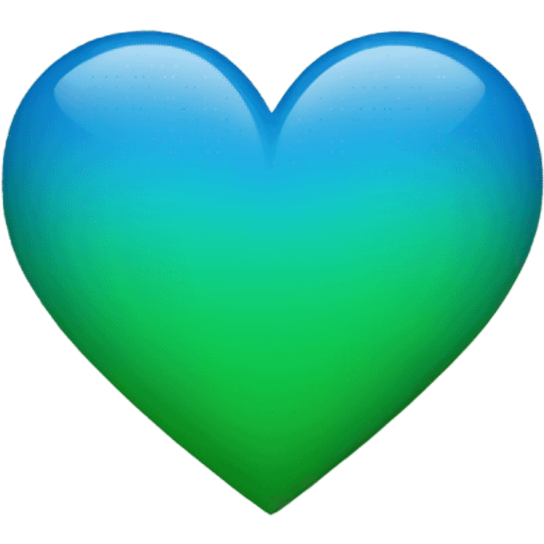 Half blue and half green heart emoji