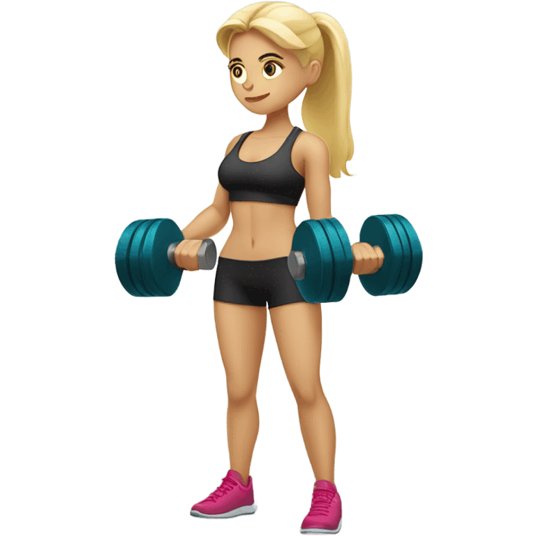 Blonde girl lifting weights  emoji