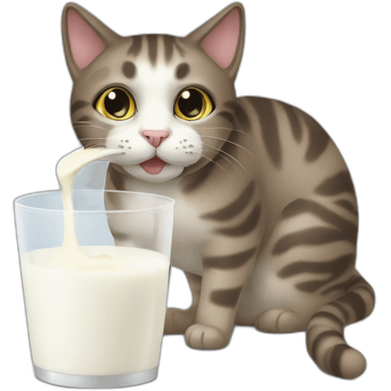 A cat drinks milk  emoji