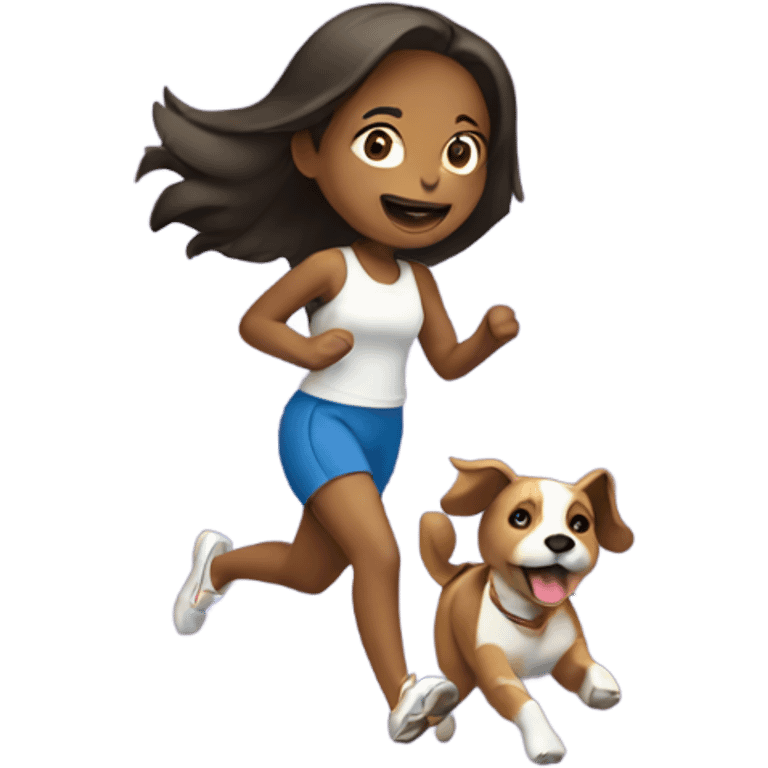 girl running with her dog emoji