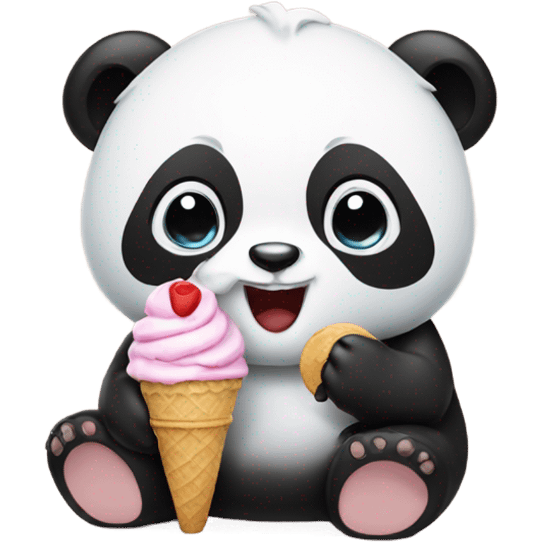 Panda eating ice cream emoji