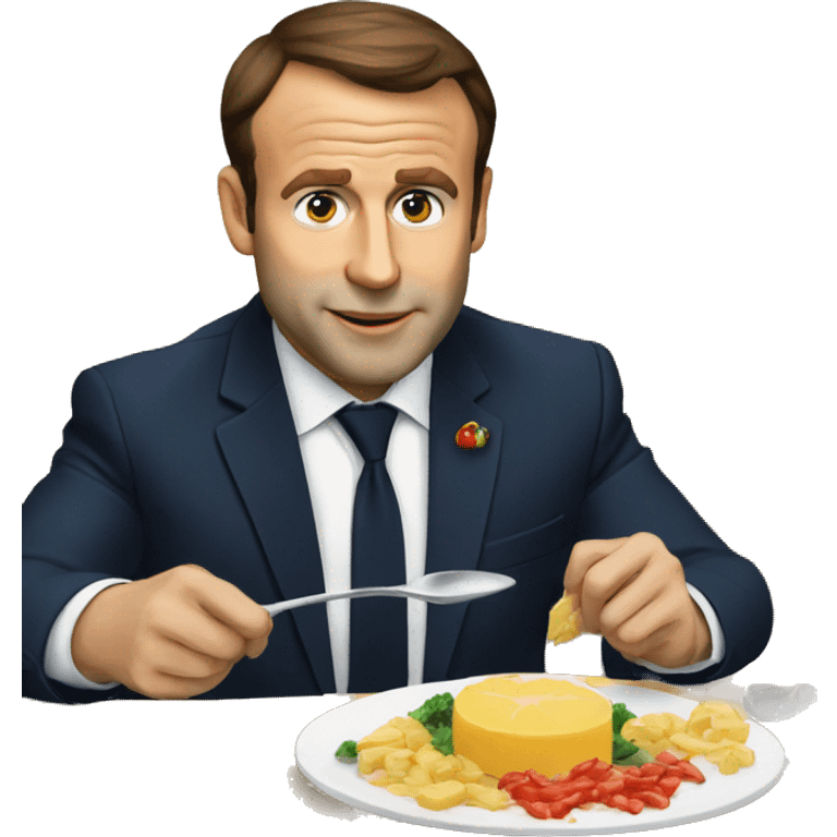 Macron en train de manger des pattes emoji