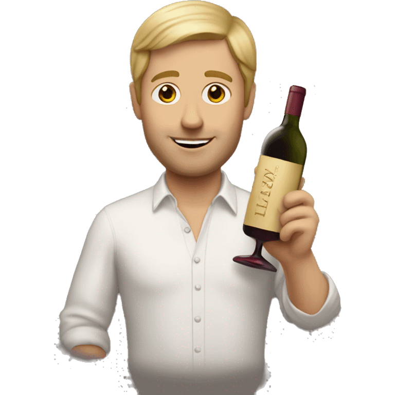 White man with dirty blonde hair selling wine emoji