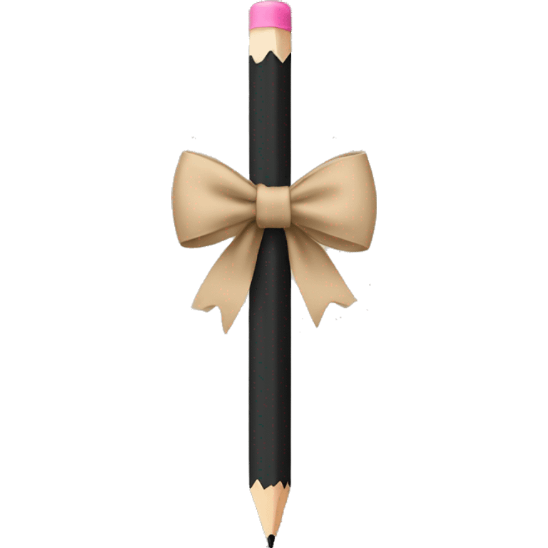 a black pencil with a beige bow wrapped around it  emoji