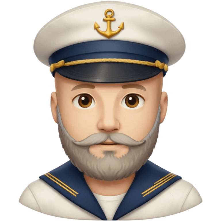 bald man with beard portrait with sailors hat emoji