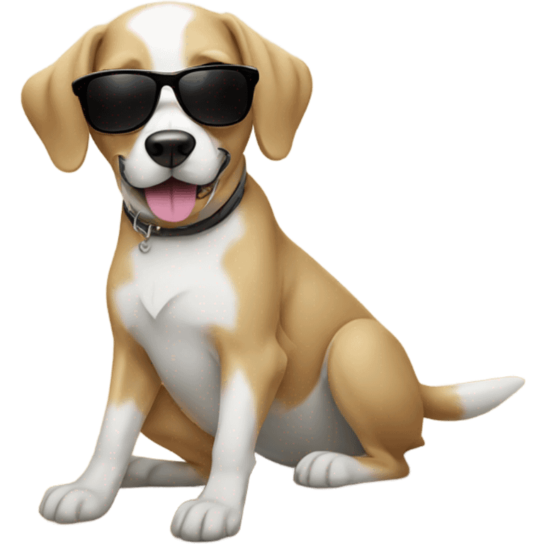 Dog with sunglasses in the beach emoji