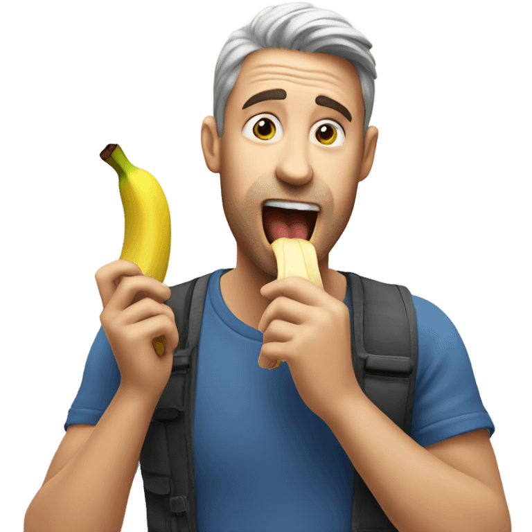 Man ￼putting banana in mouth  emoji