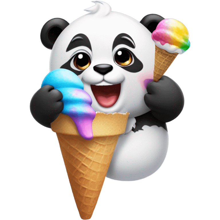 Panda eating ice cream emoji