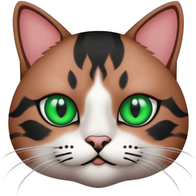 cat with black on face and green eyes emoji