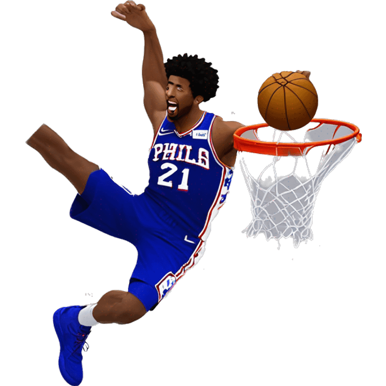 Joel embiid on the sixers dunked on by Josh hart emoji