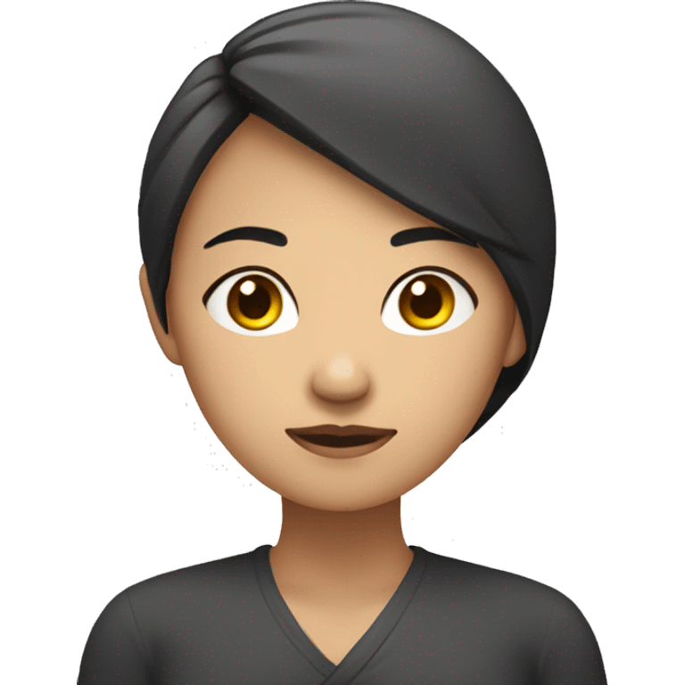 asian woman, arms crossed over her chest and blank expression emoji