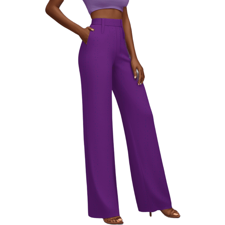 Realistic isolated pair of high waist long wide leg dressy casual pants in purple emoji