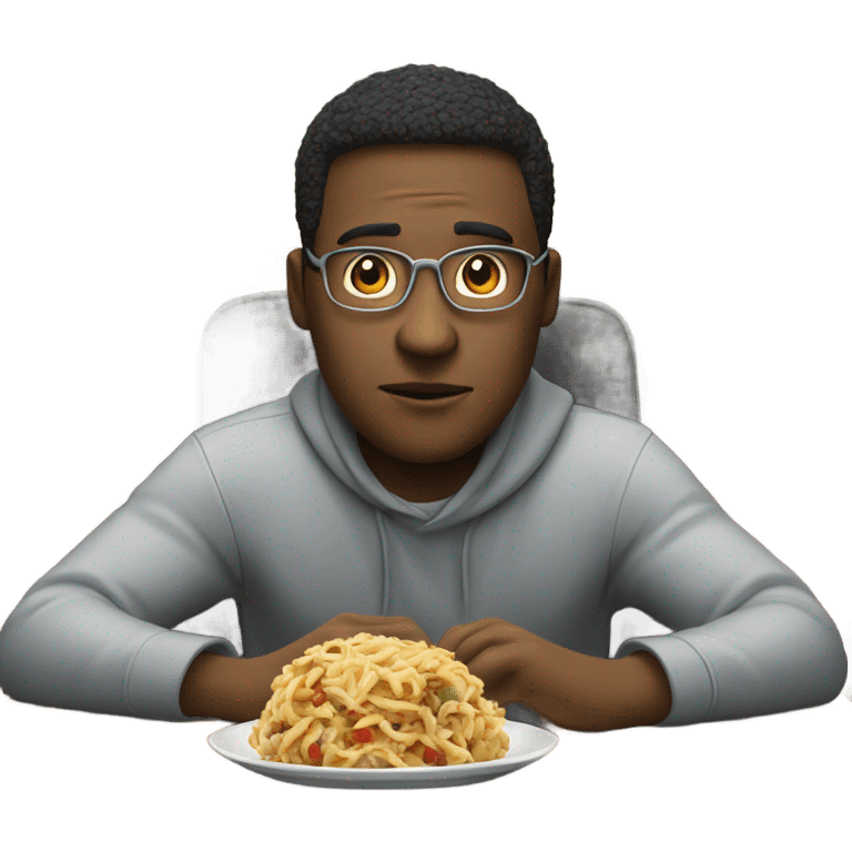 watching a movie on a laptop and having a delicious dinner on a plate next to it emoji