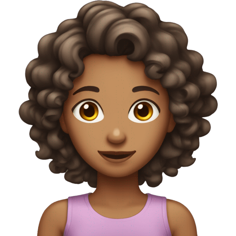 Girl with Tanned skin and curly dark brown hair  emoji