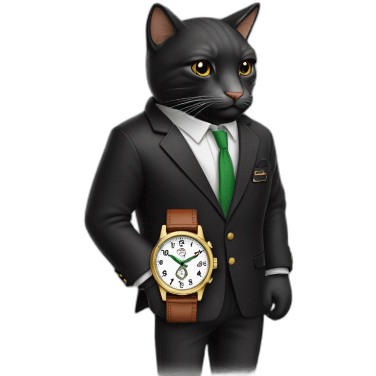 El gato Tom con ropa Lacoste negro y cadena y reloj y fumando un cigarro  emoji