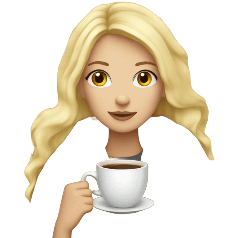 Blonde girl autumn with blanket and coffee emoji