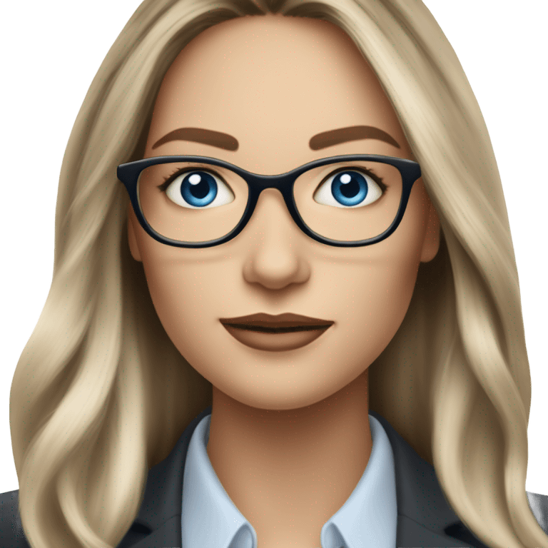 Shoulder length Balayage pale beautiful corporate woman with glasses and blue eyes emoji