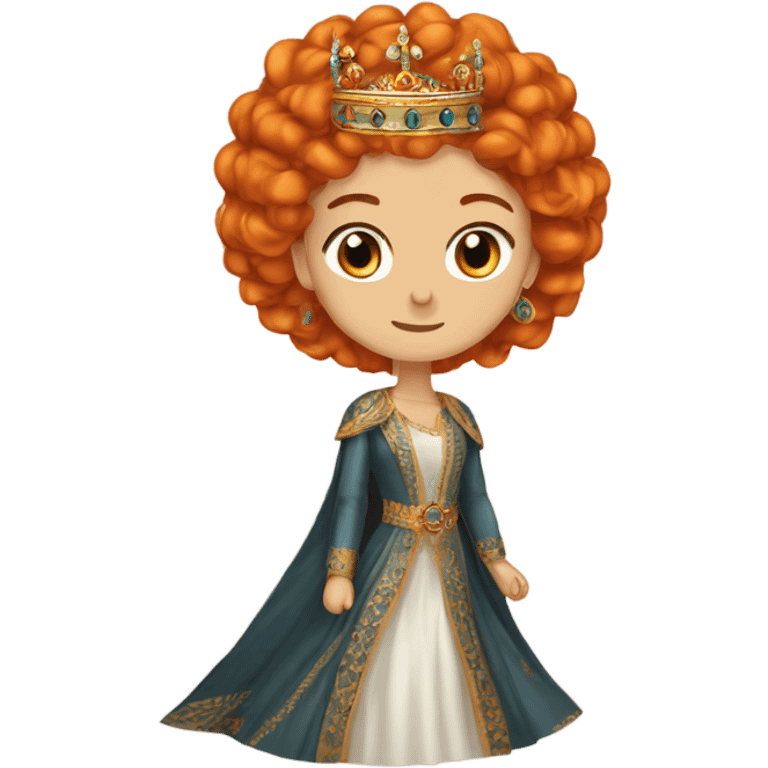 Hurrem Sultan with orange Slightly wavy hair long hair and crown  emoji