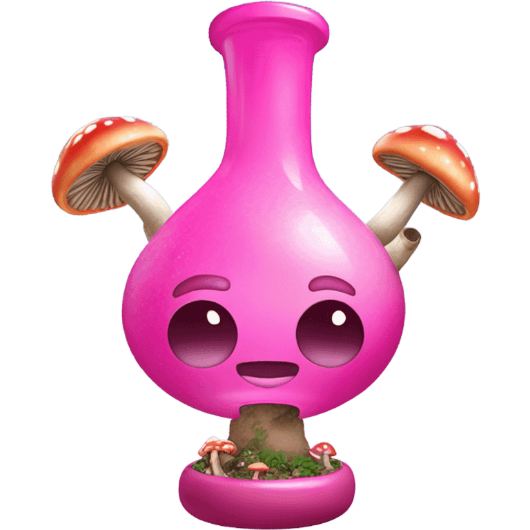 A pink bong with sparkly mushrooms on it emoji