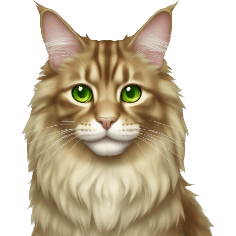 Butter maine coon with green eyes emoji