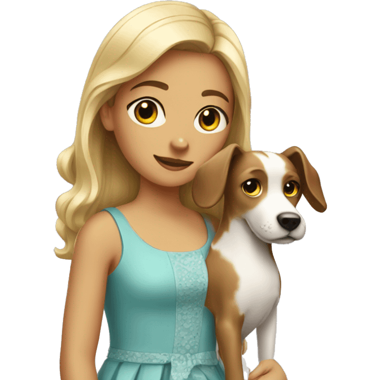 girl with dog in dress emoji